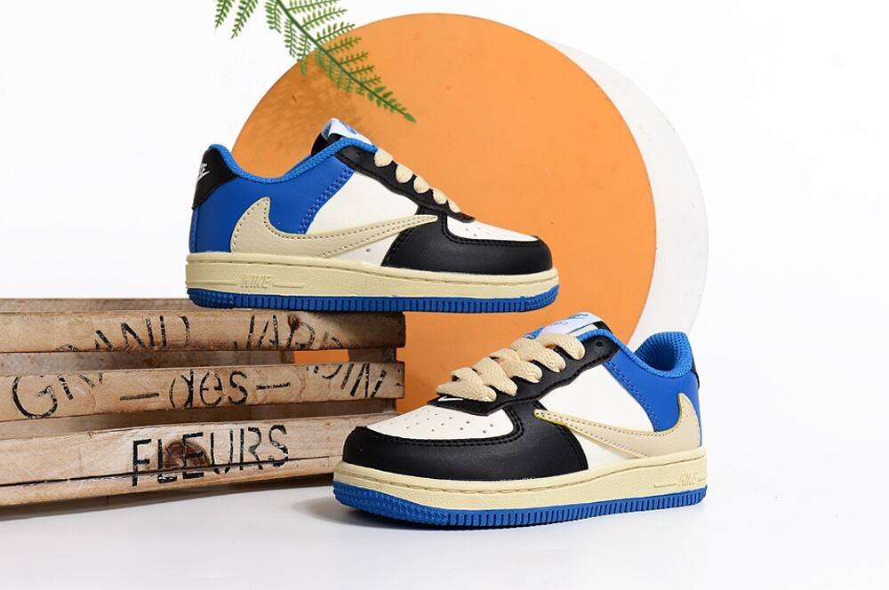 Air Force low-top lace-up sneakers" white, white, blue, camel"
