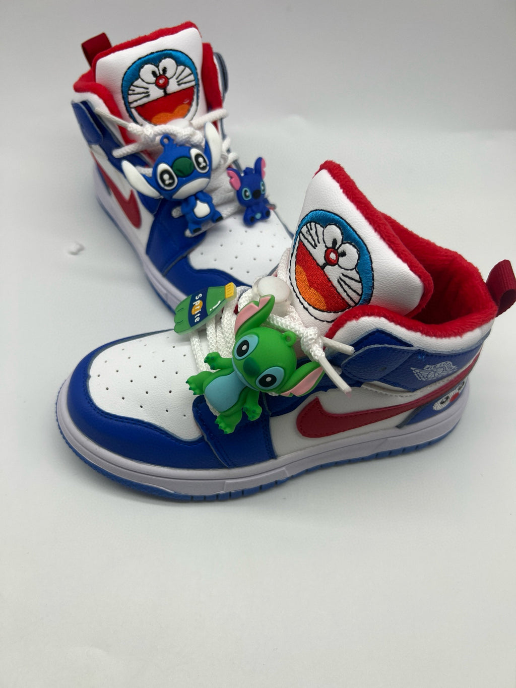 Joe One Cartoon Doll Accessories High Top Sneakers " white, blue"