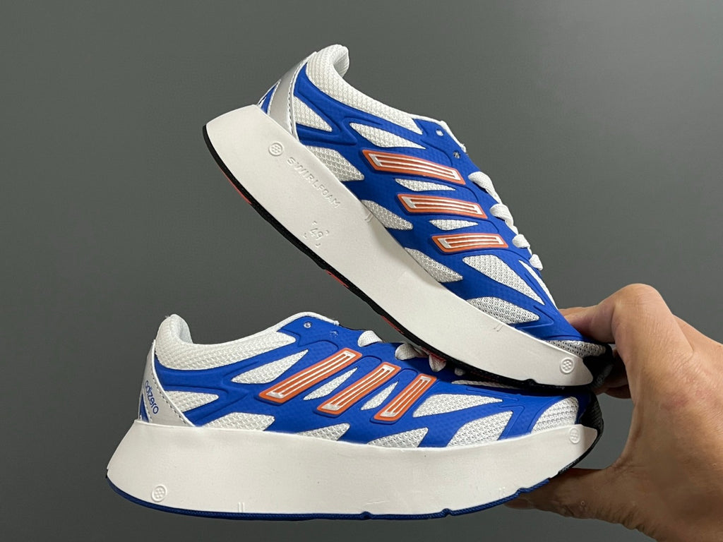 A's new children's shoelace buckle swing sports shoes" white, blue"