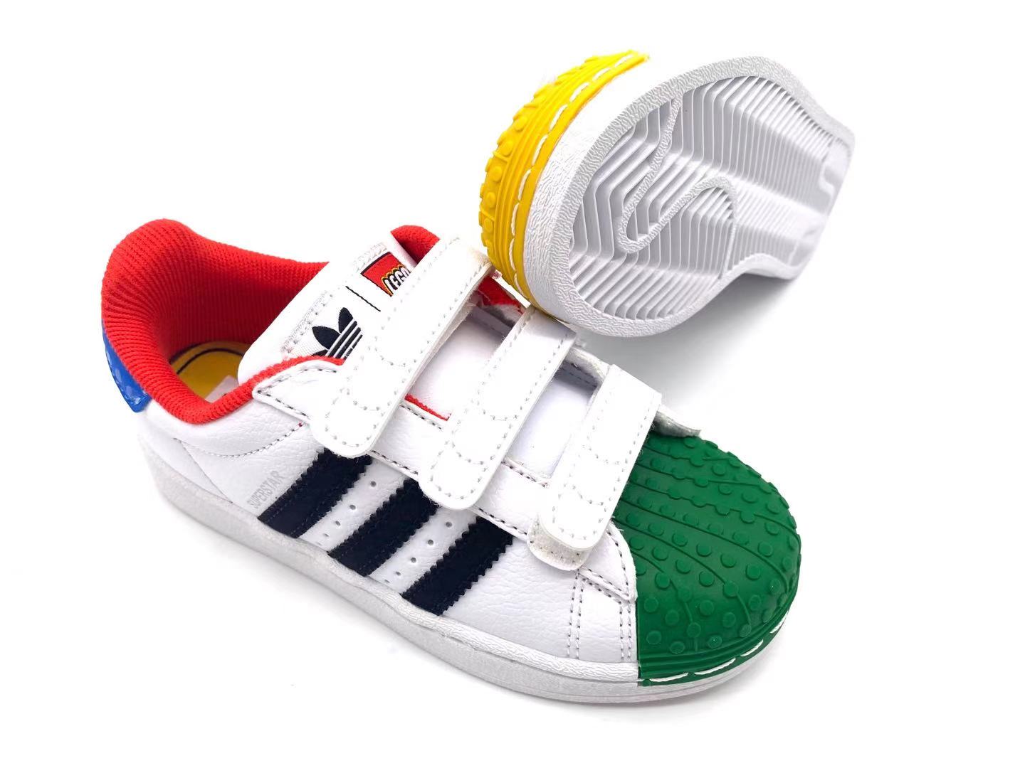 Adidas classic shell toe children's shoes" white, red, blue, green"