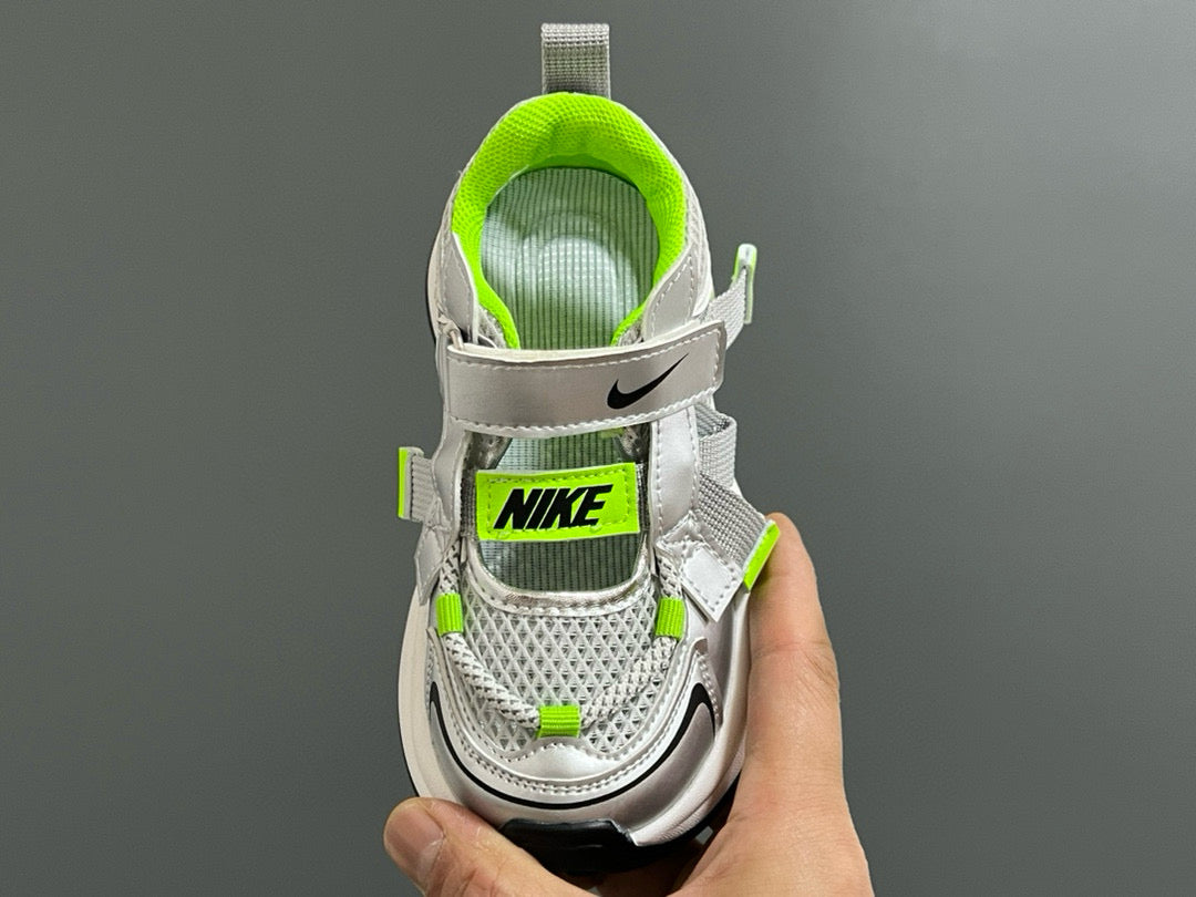 Nike Velcro Mesh Daddy Shoes for Kids" white , gray