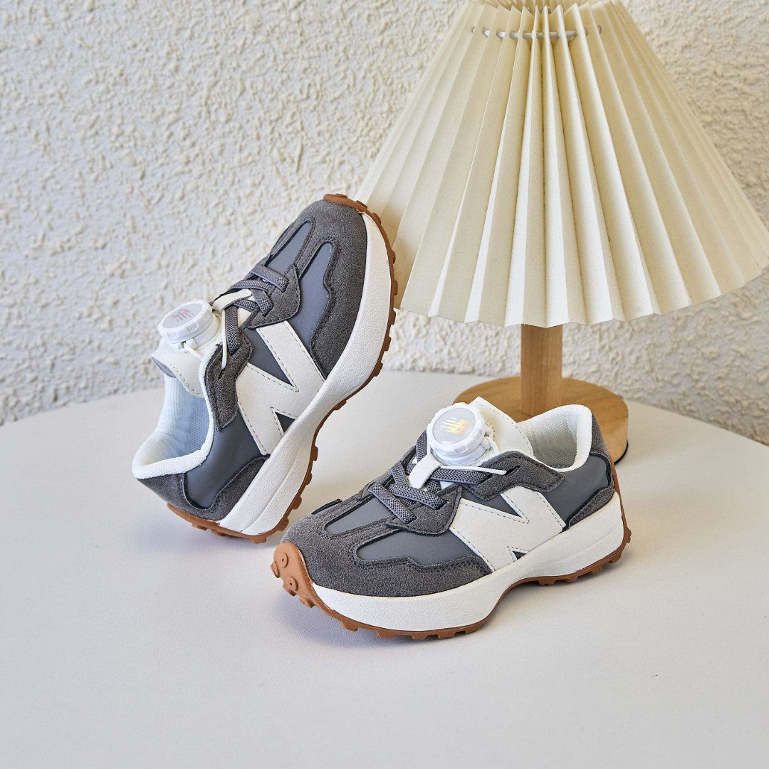 NB327 Rotating Buckle Waffle Gump Children's Shoes" gray, white"