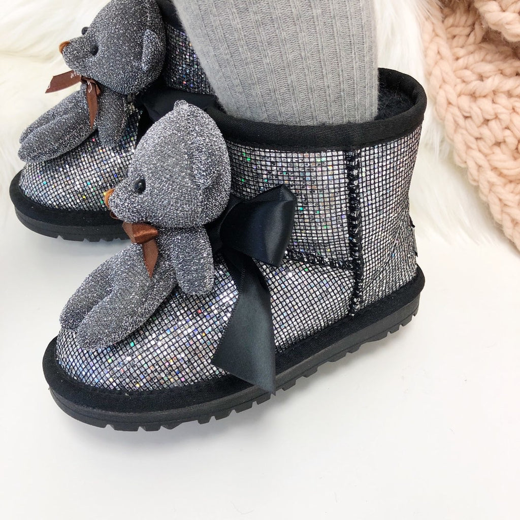 UGG Bear Snow Boots"silver and black"