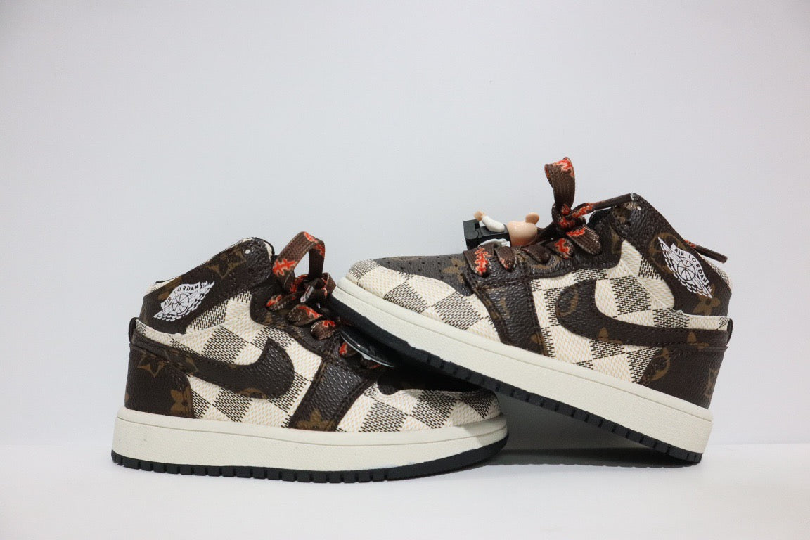 Joe 1 chessboard Lego high school children's shoes" brown, cream, off white"