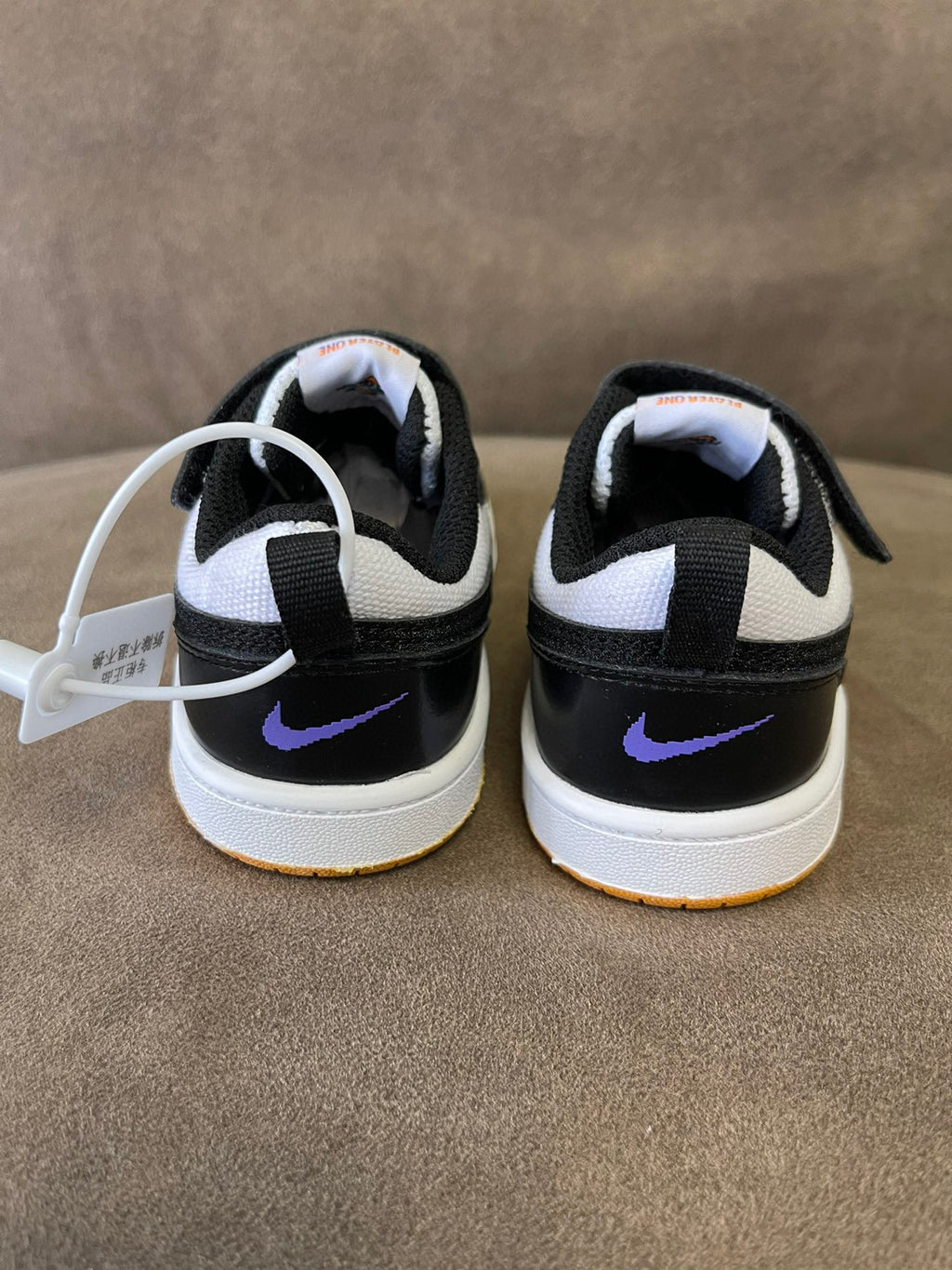 NIKE workwear Air Force One mesh elastic band Velcro children's shoes" white, black"