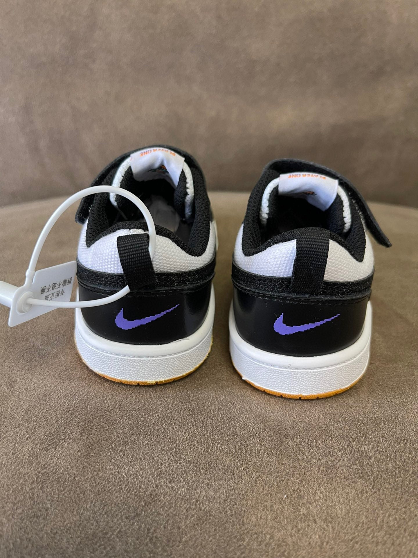 NIKE workwear Air Force One mesh elastic band Velcro children's shoes" white, black"
