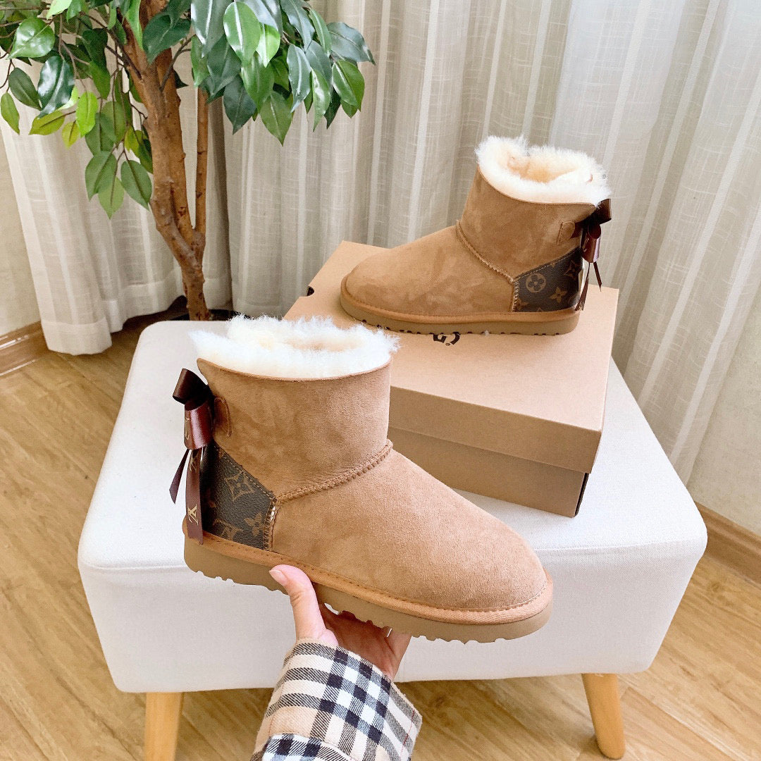 UGG co-branded wool integrated snow boots" brown"