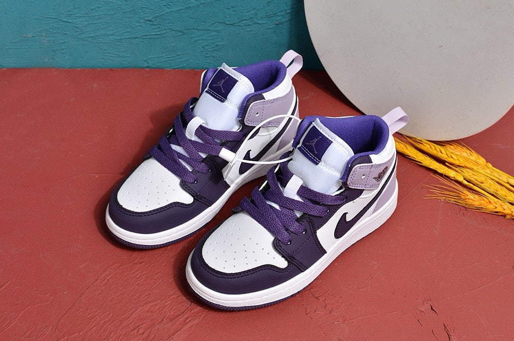 Jordan AJ1 children's shoes" white, purple"