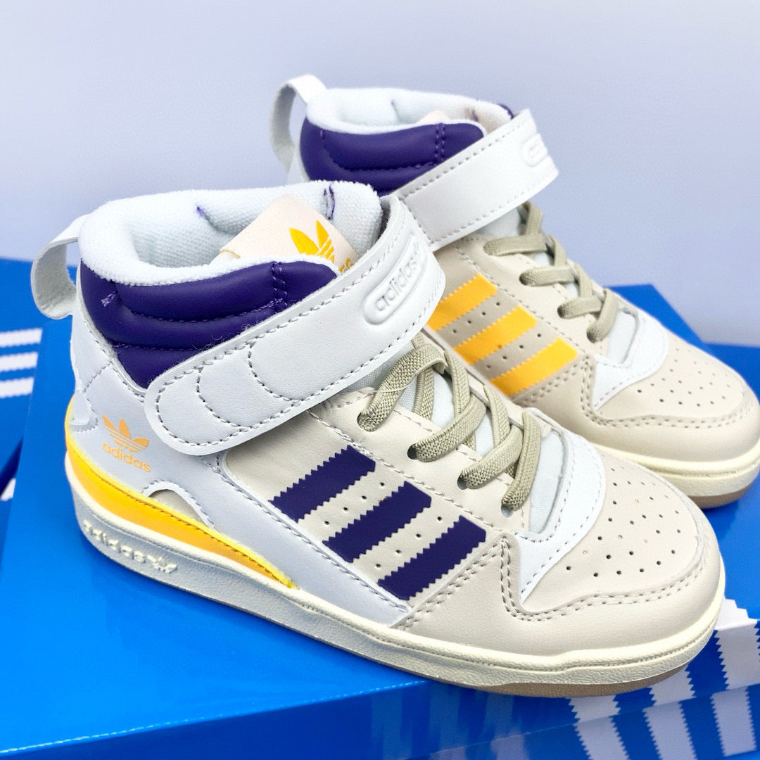 Adidas 84 high-top children's shoes" white, blue, yellow"