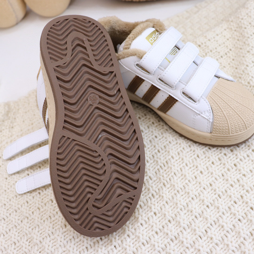 Adidas clover Velcro shell toe plus velvet sneakers" white, beige"