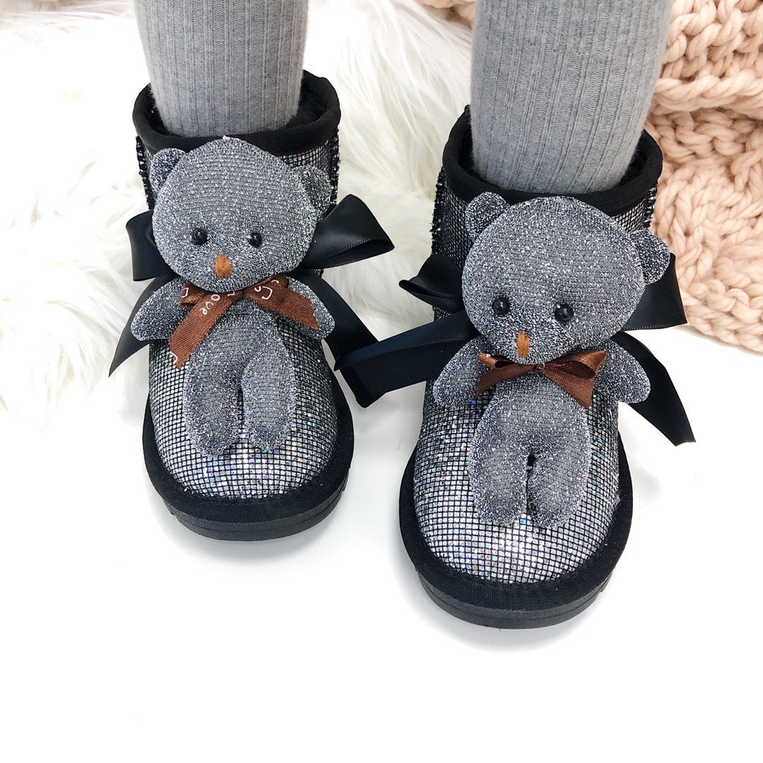 UGG Bear Snow Boots"silver and black"