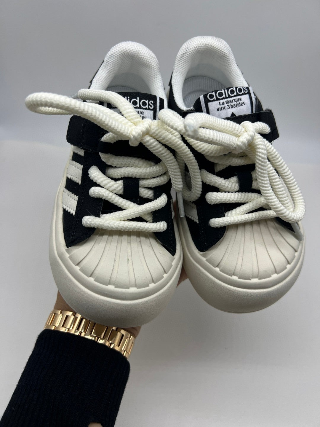 Adidas cute shell toe spring soft bottom sneakers " black"