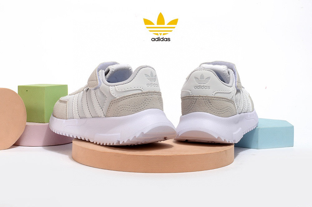 Adidas clover lightweight soft sole" gray, white"