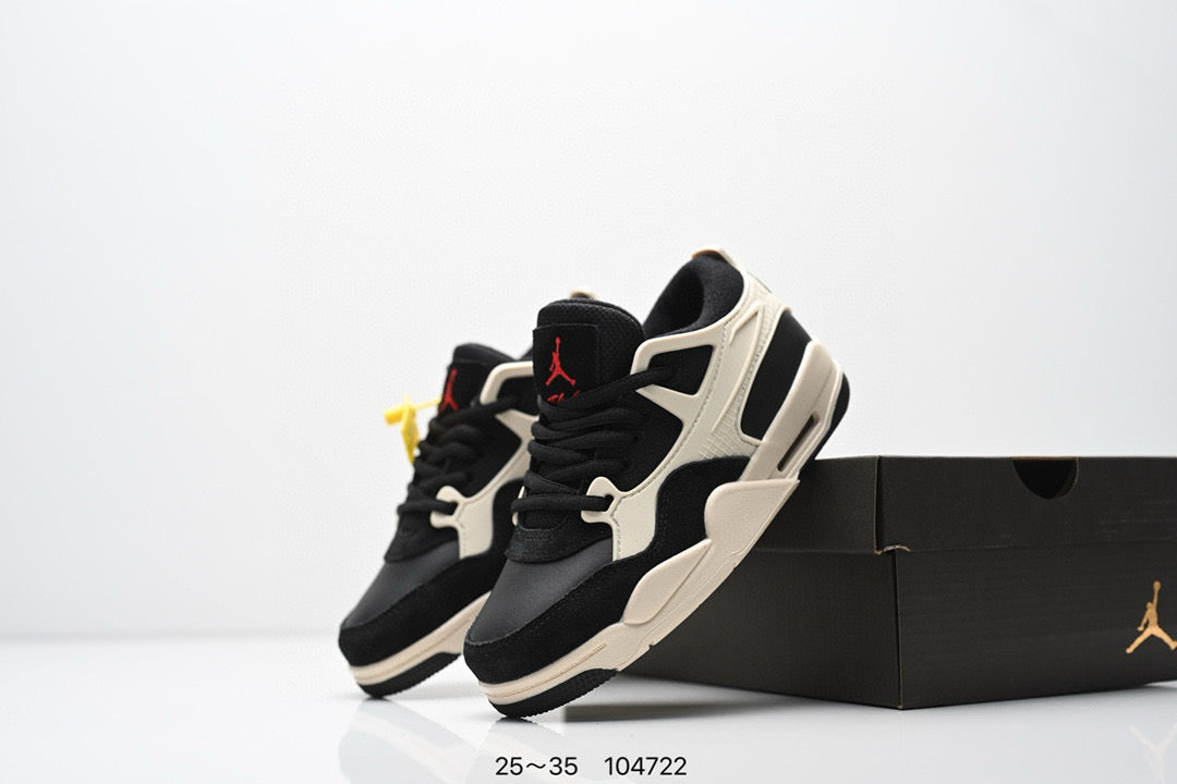 Jordan 4 low-top air cushion basketball shoes" black, cream"