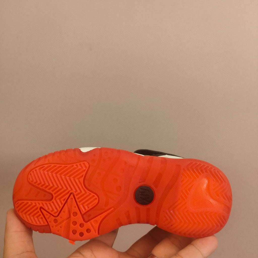 Jordan 612 single buckle children's shoes" white, black, orange"