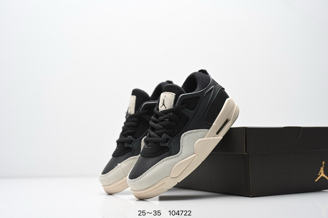 Jordan 4 low-top air cushion basketball shoes" black, gray"