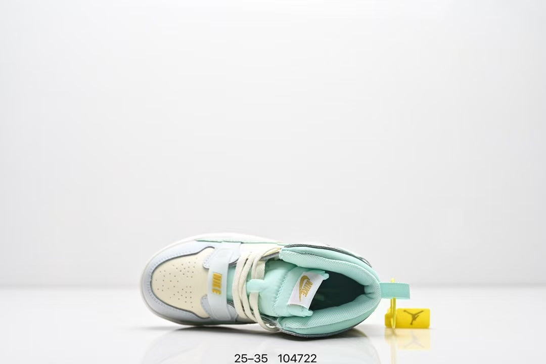 Jordan 312 high top children's shoes full second layer leather" white, light green, light blue"