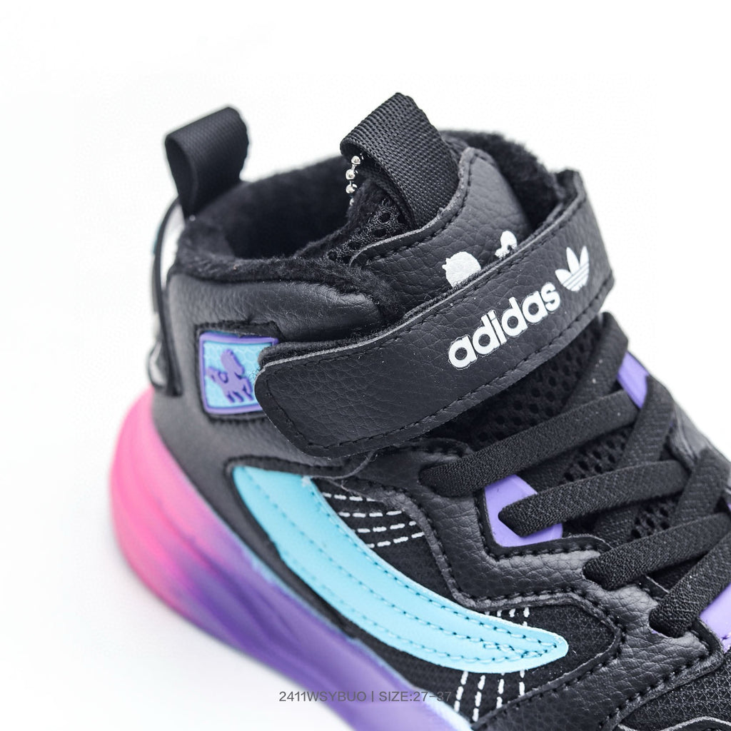 Adidas mid-cut Velcro sneakers" black, blue"