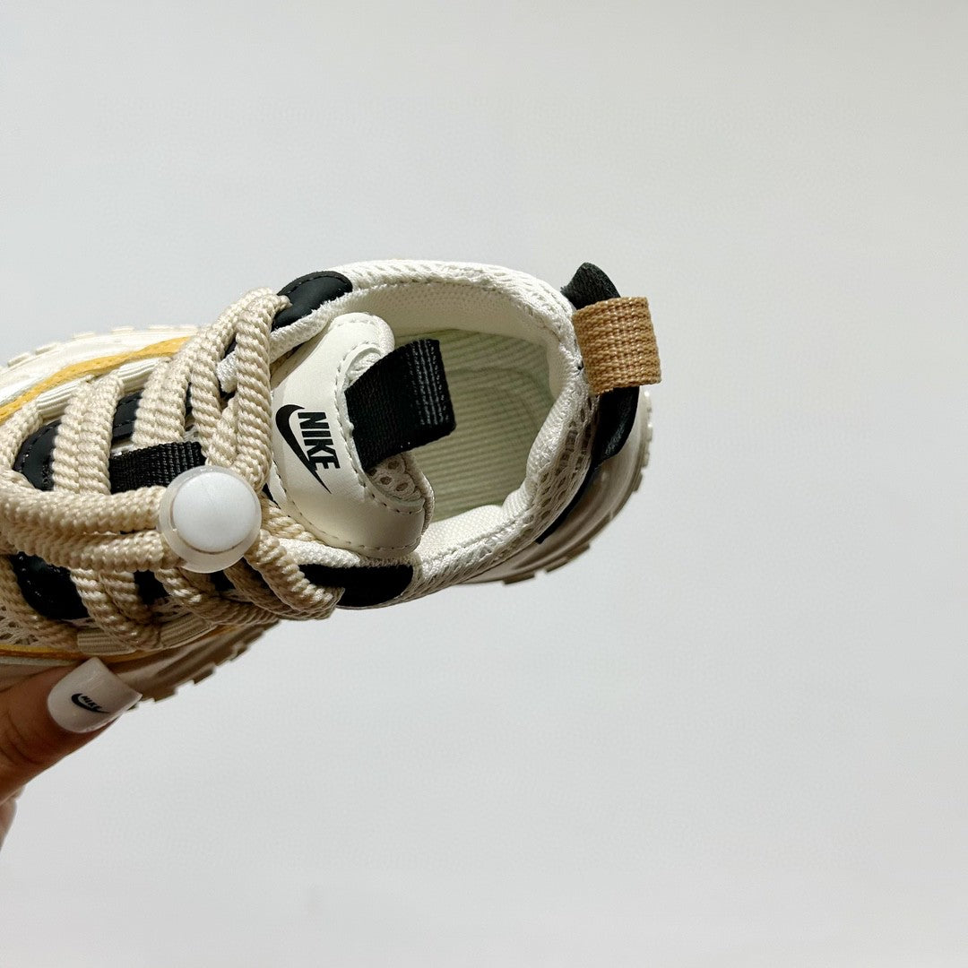 NK mesh drawstring children's tire shoes "Cream, Mustard Yellow"