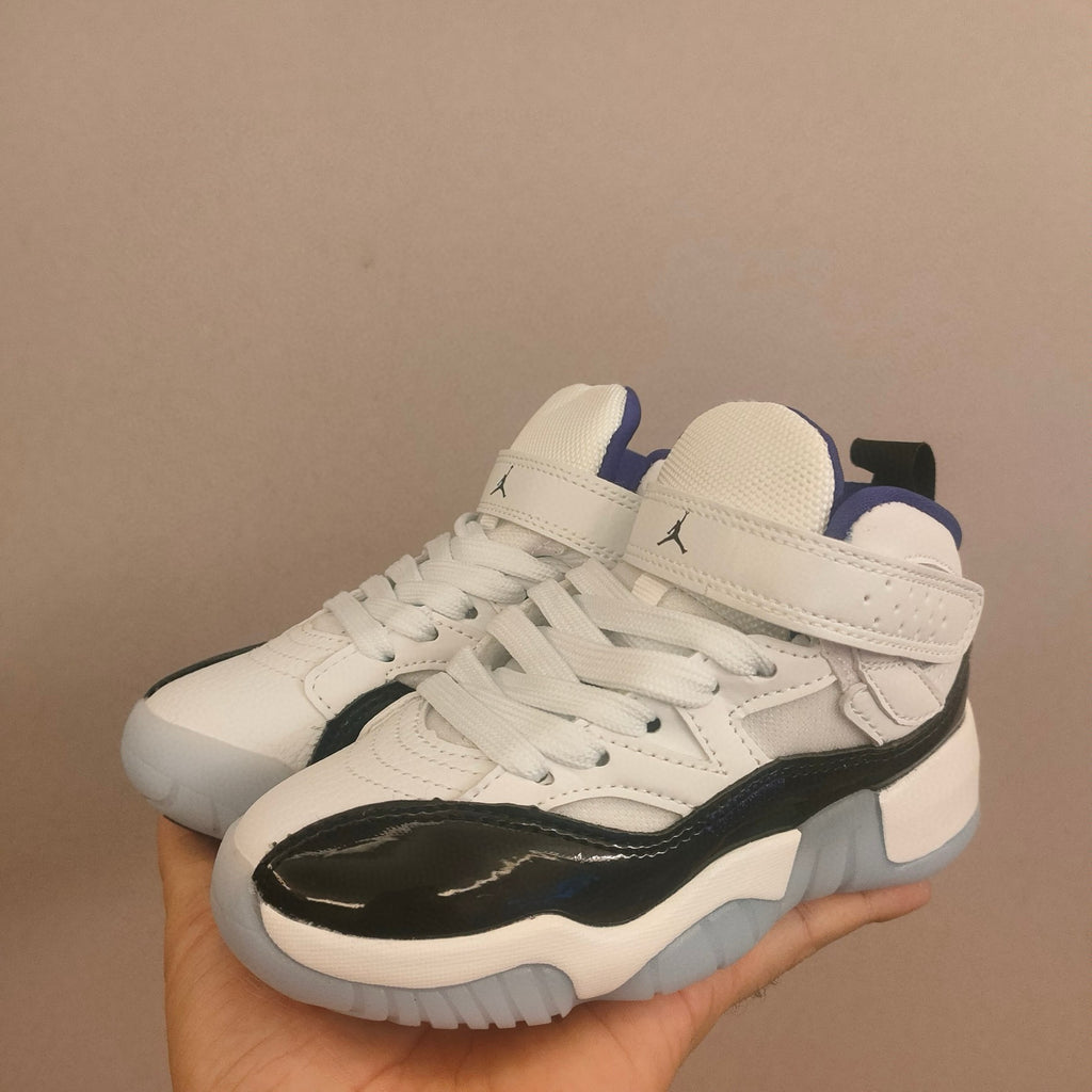 Jordan 612 single buckle children's shoes" black, white"