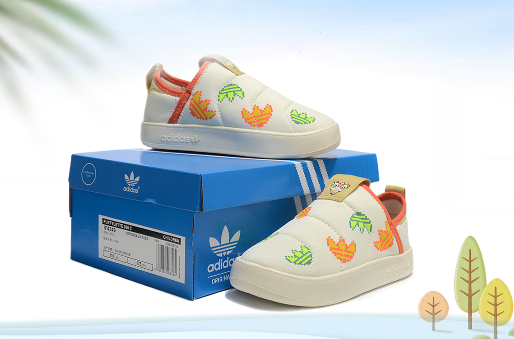 Adidas 360C velvet children's shoes " cream, orange"