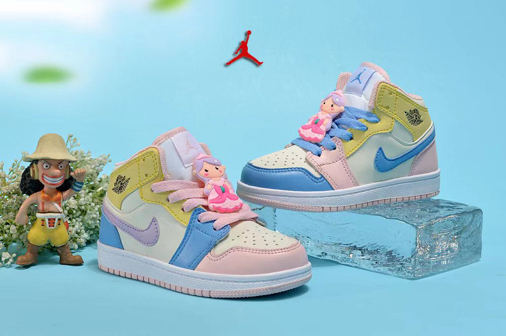 Jordan cartoon doll version children's shoes" pink, yellow"
