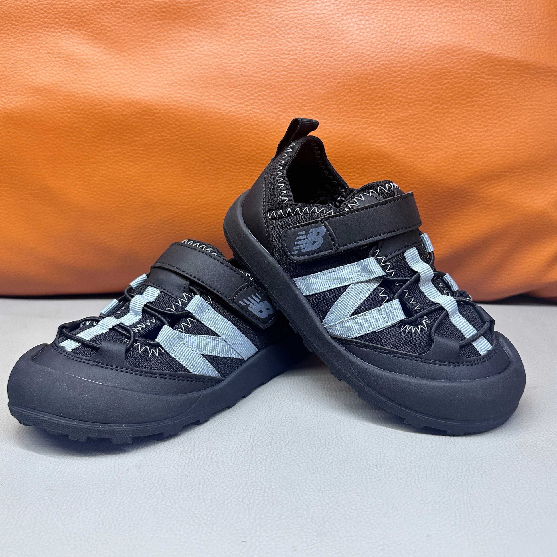 N3205 Velcro Sandals "black,  light blue-grey "