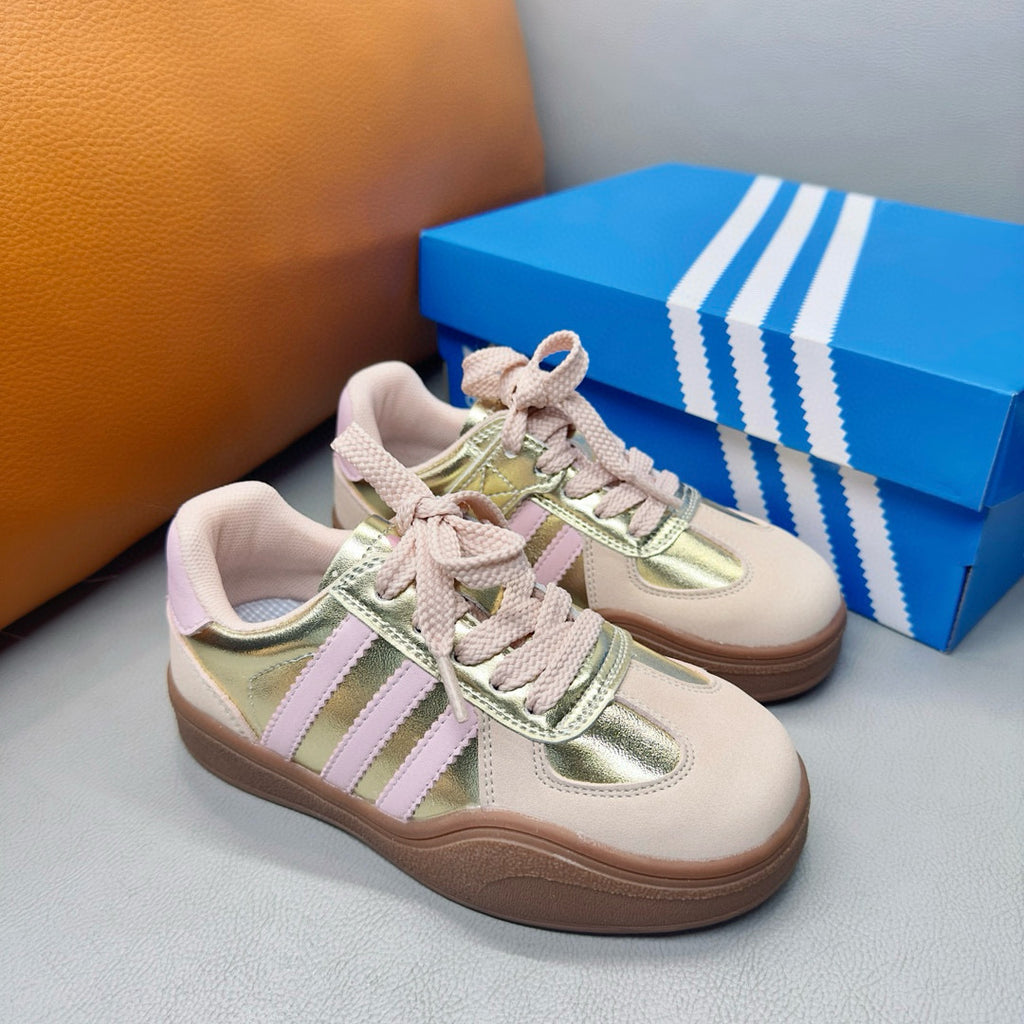 Adidas third generation children's German training shoes" pink, silver"