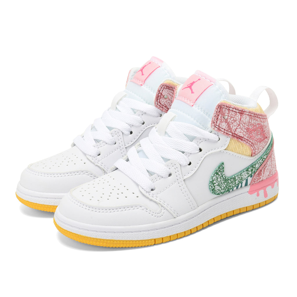 AJ-127" White, green, Pink"