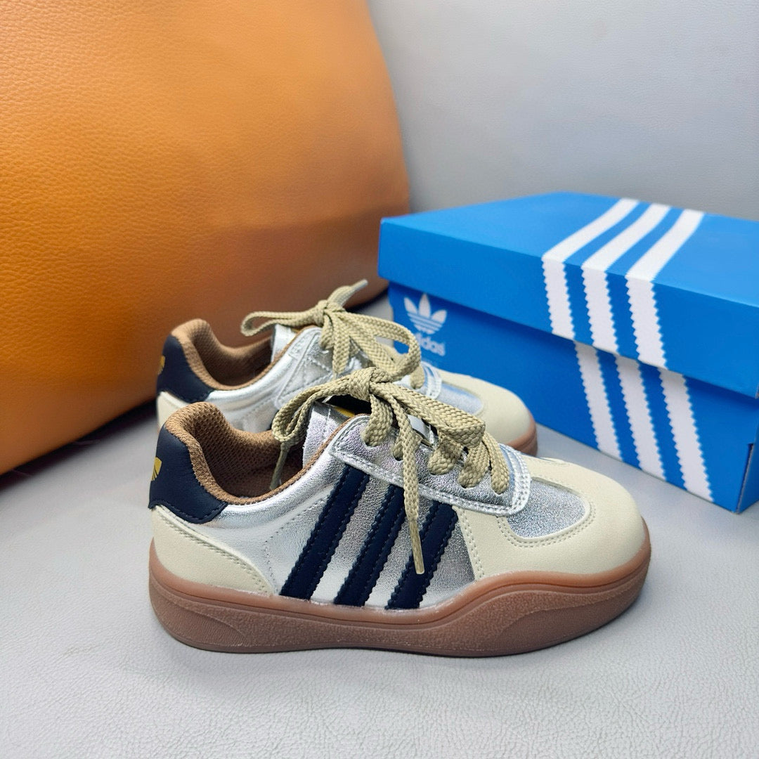 Adidas third generation children's German training shoes" white, silver"
