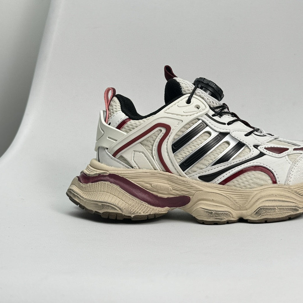 Adidas XLG Runner Deluxe runner dad shoes" cream, white, burgundy"