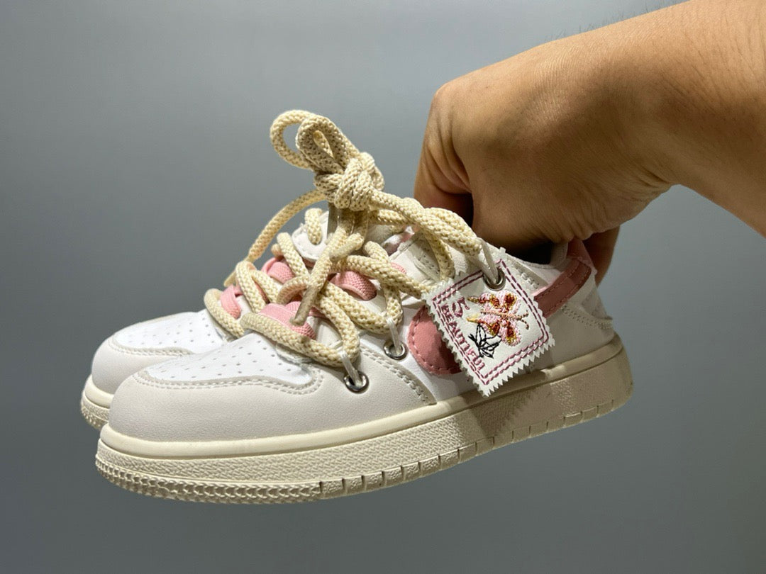 Nike low-top embroidered children's sneakers" gray, pink"