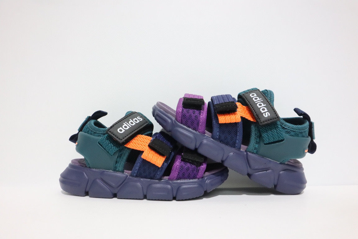 Adidas three velcro sandals "black, green, purple"