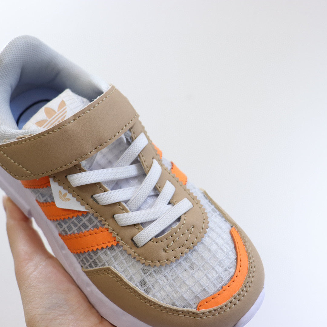 Adidas clover lightweight soft sole" beige, white, orange"