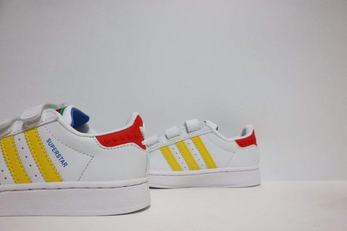 Shell toe two-layer cartoon children's shoes" white, yellow"