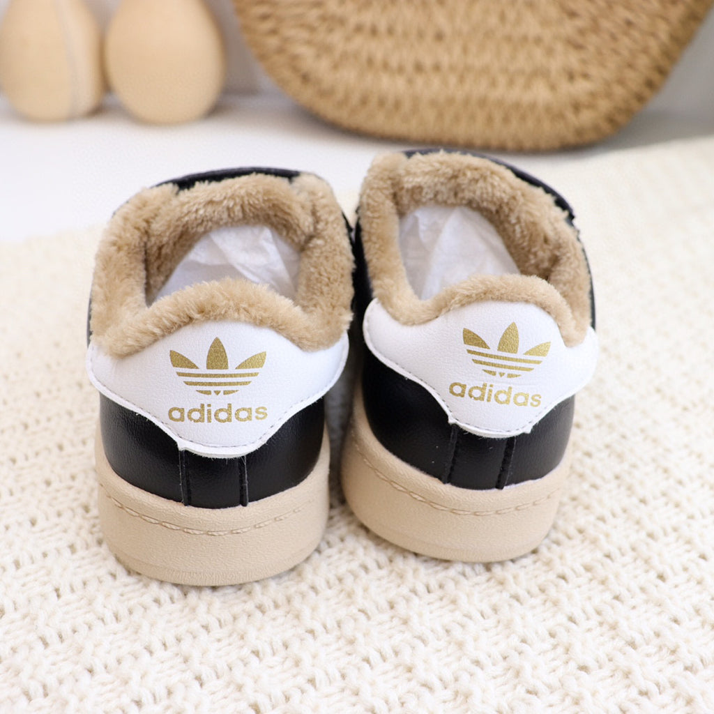 Adidas clover Velcro shell toe plus velvet sneakers" black, beige"