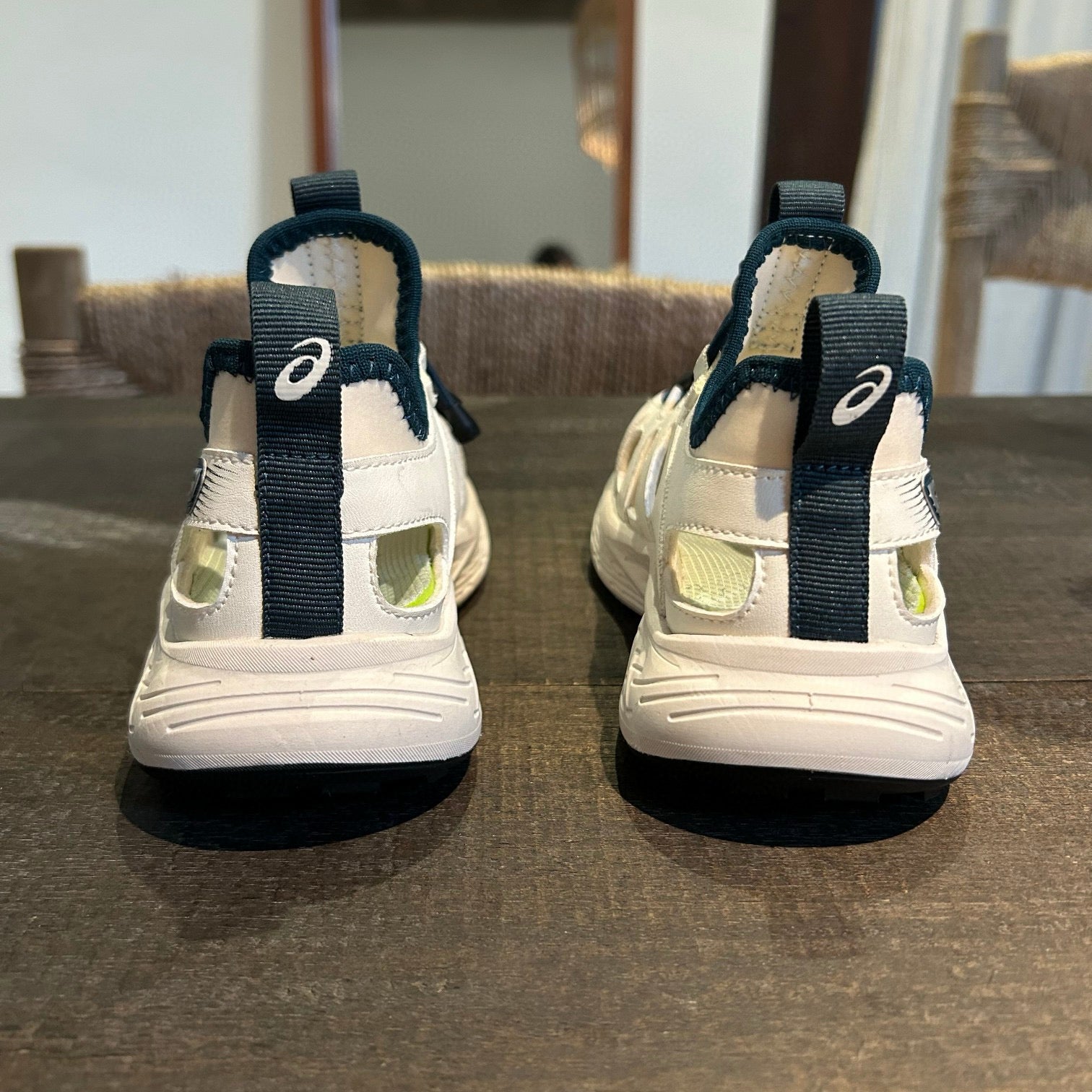 ASICS Stream Tracing Sports crocs" cream, & dark blue/navy"