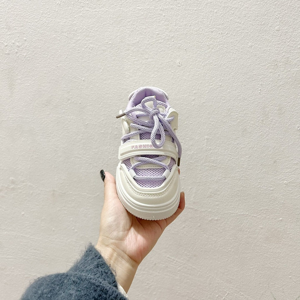 AD Velcro children's casual sneakers" white, purple"