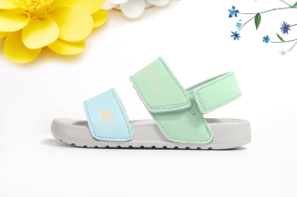 NB double bar sandals " lime green, sky blue"