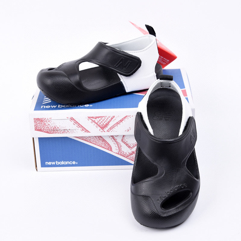New NB closed toe sandals" white, black"