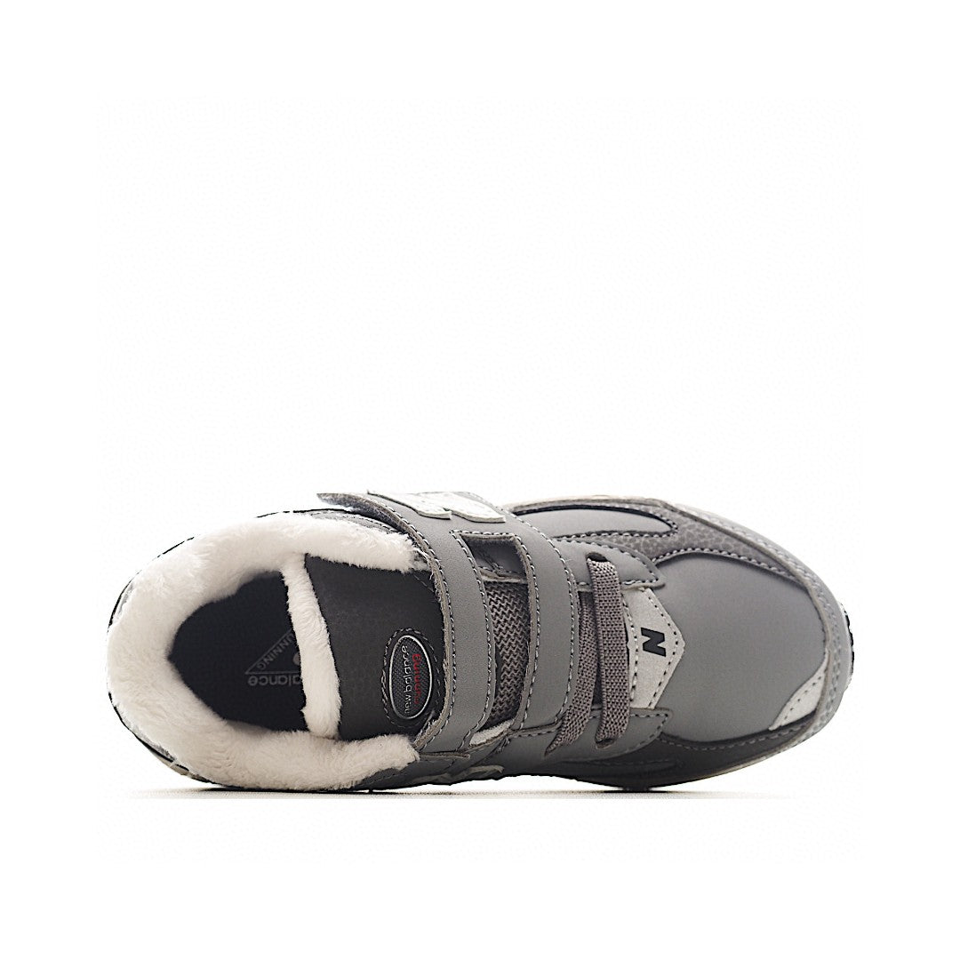 NB 2002 Velvet Elastic Velcro Children's Shoes" Gray"