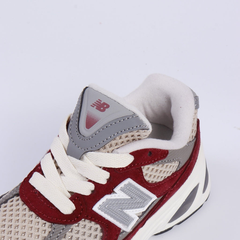 N 2010 children's shoes" maroon red, light beige, & gray"