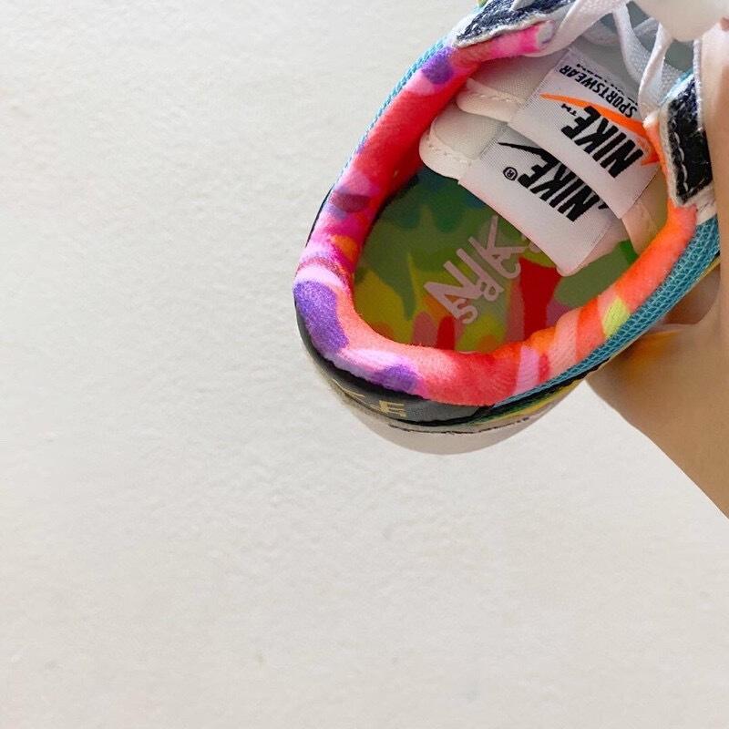 Nike Waffle Casual Jogging Shoes Deconstructed Double Hook" blue, green, yellow"