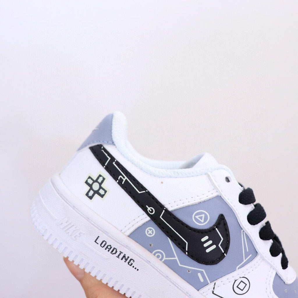 Air Force low-top lace-up sneakers" white, blue"