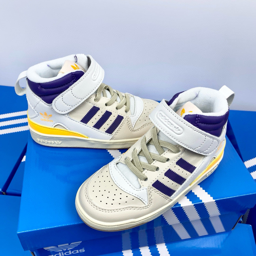 Adidas 84 high-top children's shoes" white, blue, yellow"