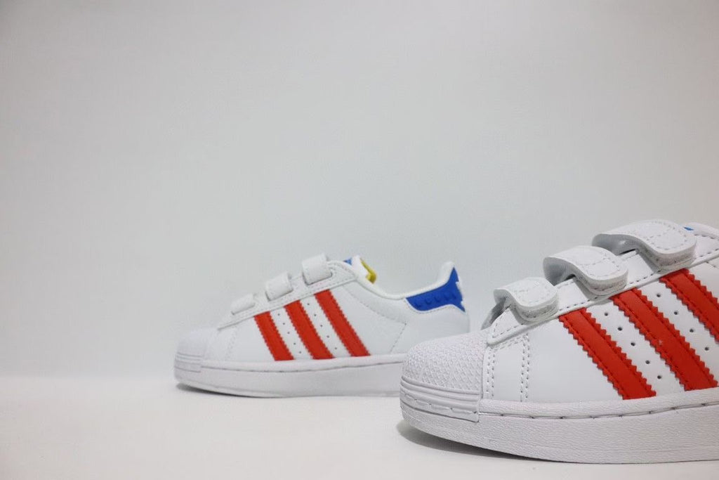 Shell toe two-layer cartoon children's shoes" white, red"