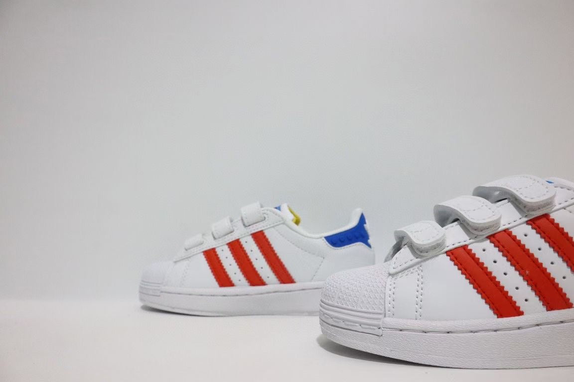 Shell toe two-layer cartoon children's shoes" white, red"