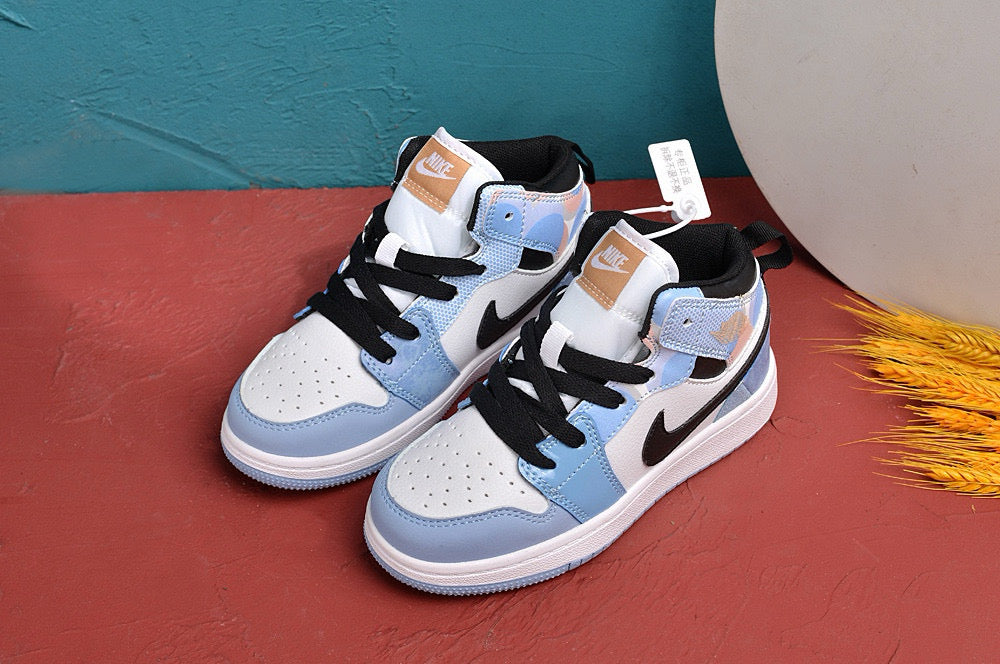 Jordan AJ1 children's shoes" white, sky blue"