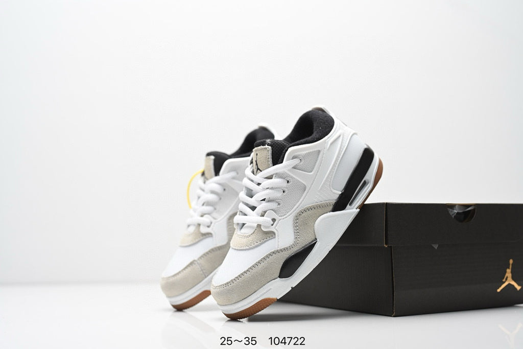 Jordan 4 low-top air cushion basketball shoes" white, black, gray"