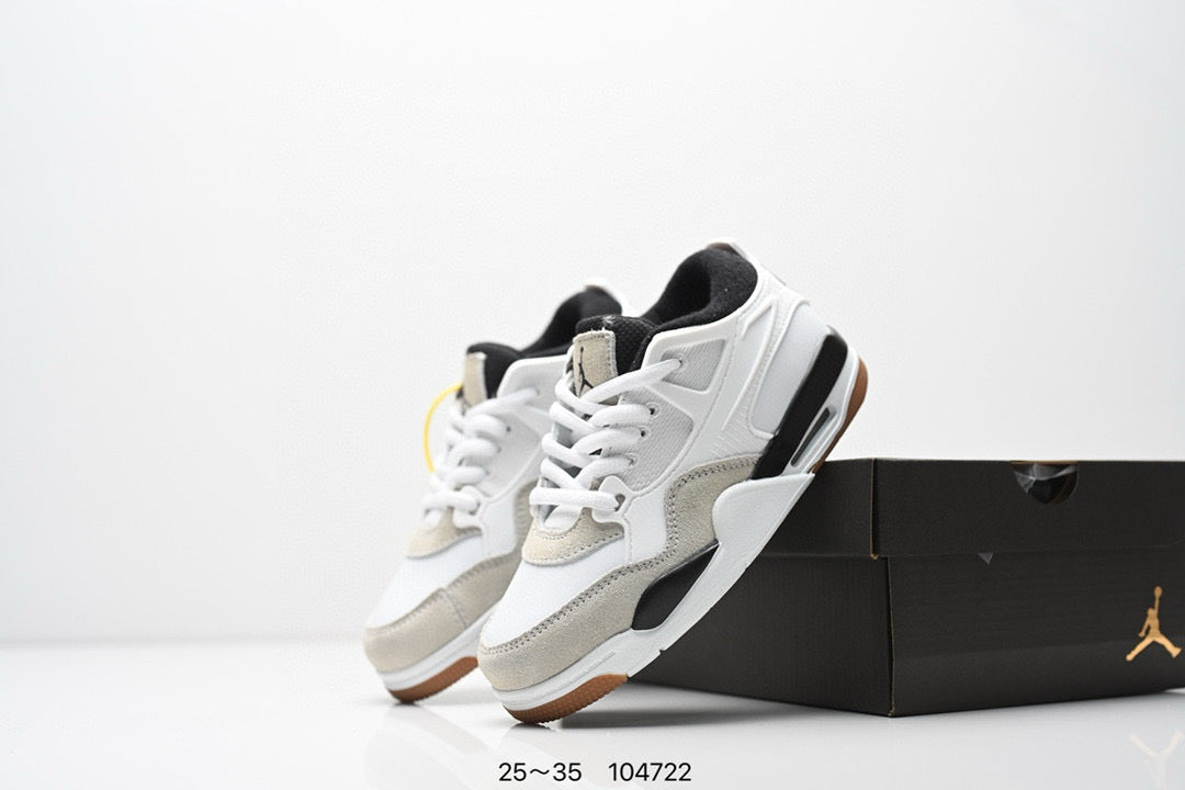 Jordan 4 low-top air cushion basketball shoes" white, black, gray"